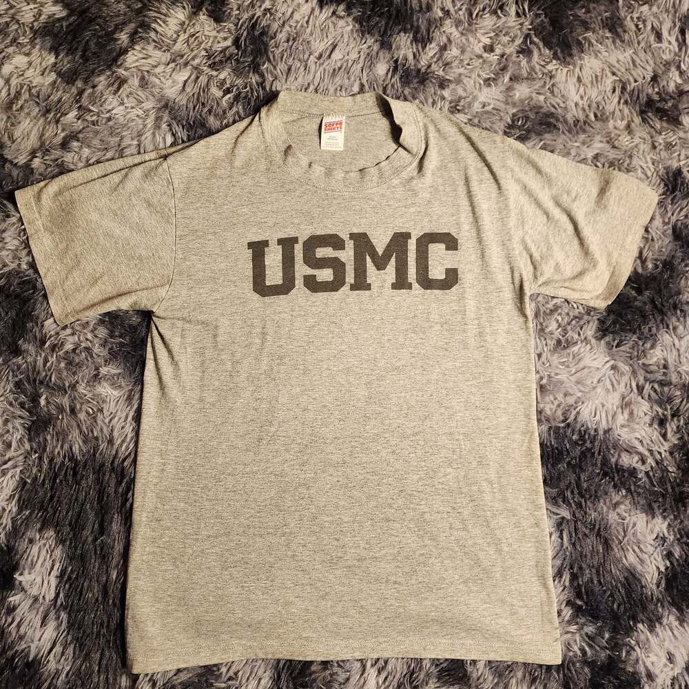 Vintage US Marine Corps USMC Gray T-Shirt 90's Soffe Single Stitch